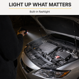 Illustrative flashlight use at an engine at night